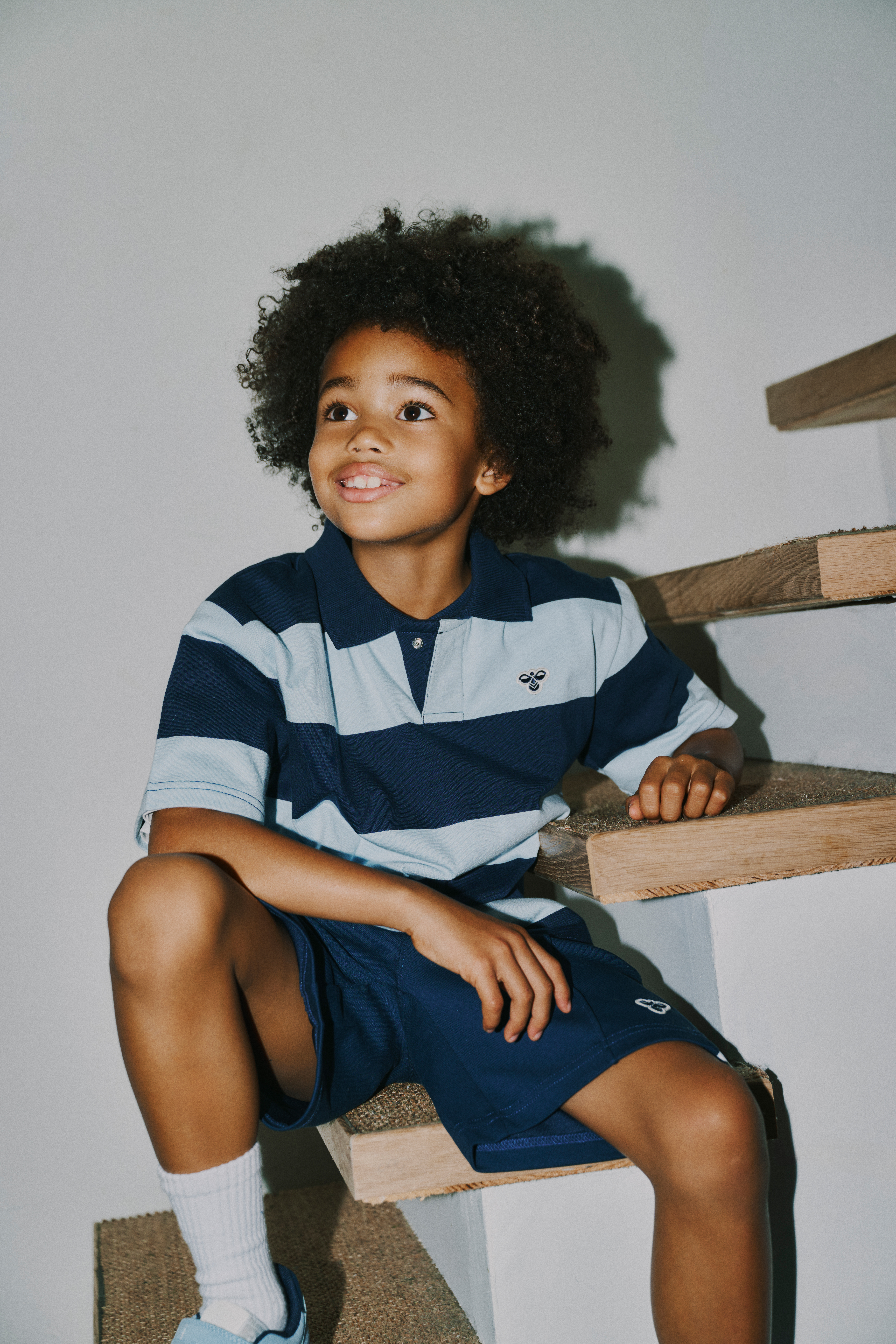 Hummel JR Loose Striped Piké, Dress Blue, 158-164