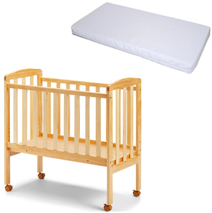 JLY Bedside Crib inkl. BabyDan Madrass Comfort 84x40, Natur