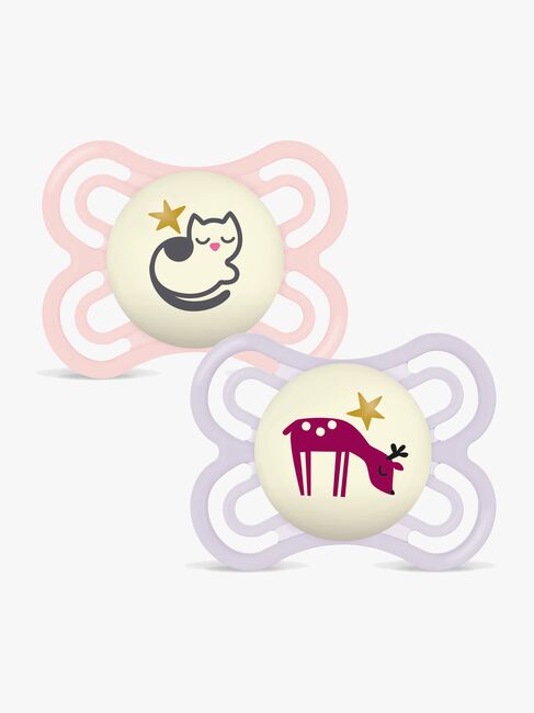 MAM Perfect Night Napp Silikon 2-Pack 0-6m, Rosa