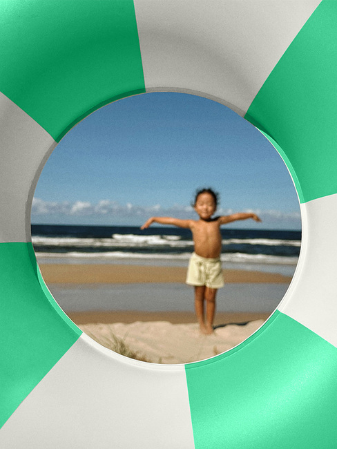 SUNNYLiFE Mini Badring, Pool Party Green Stripe