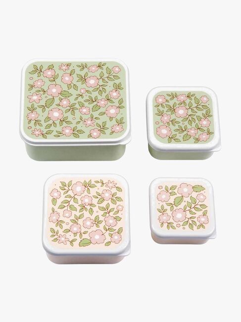 A Little Lovely Company Lunchboxset, Blomstrande salviagrön