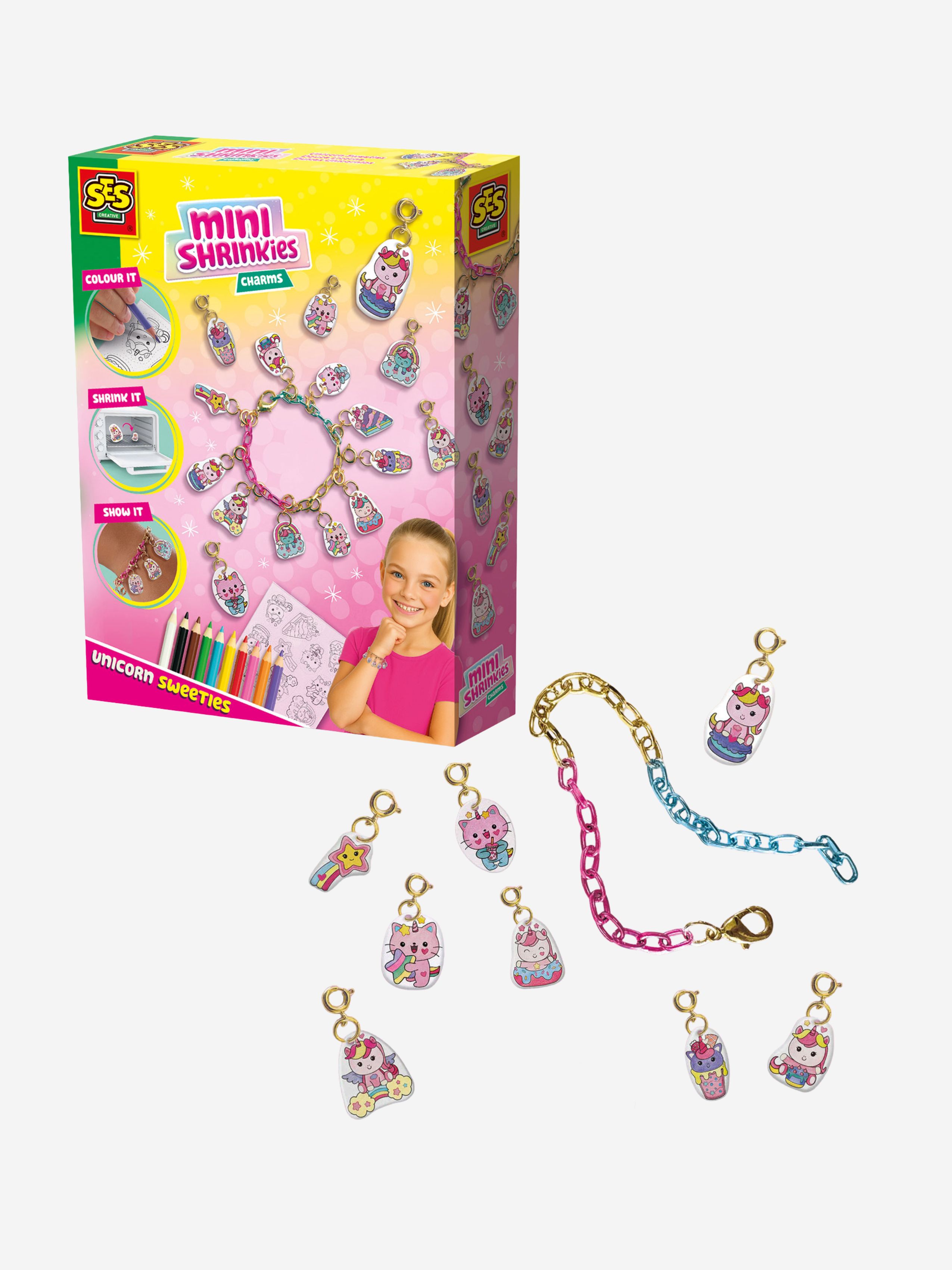 SES Creative Mini Shrinkies Pysselset Berlocker Enhörningar