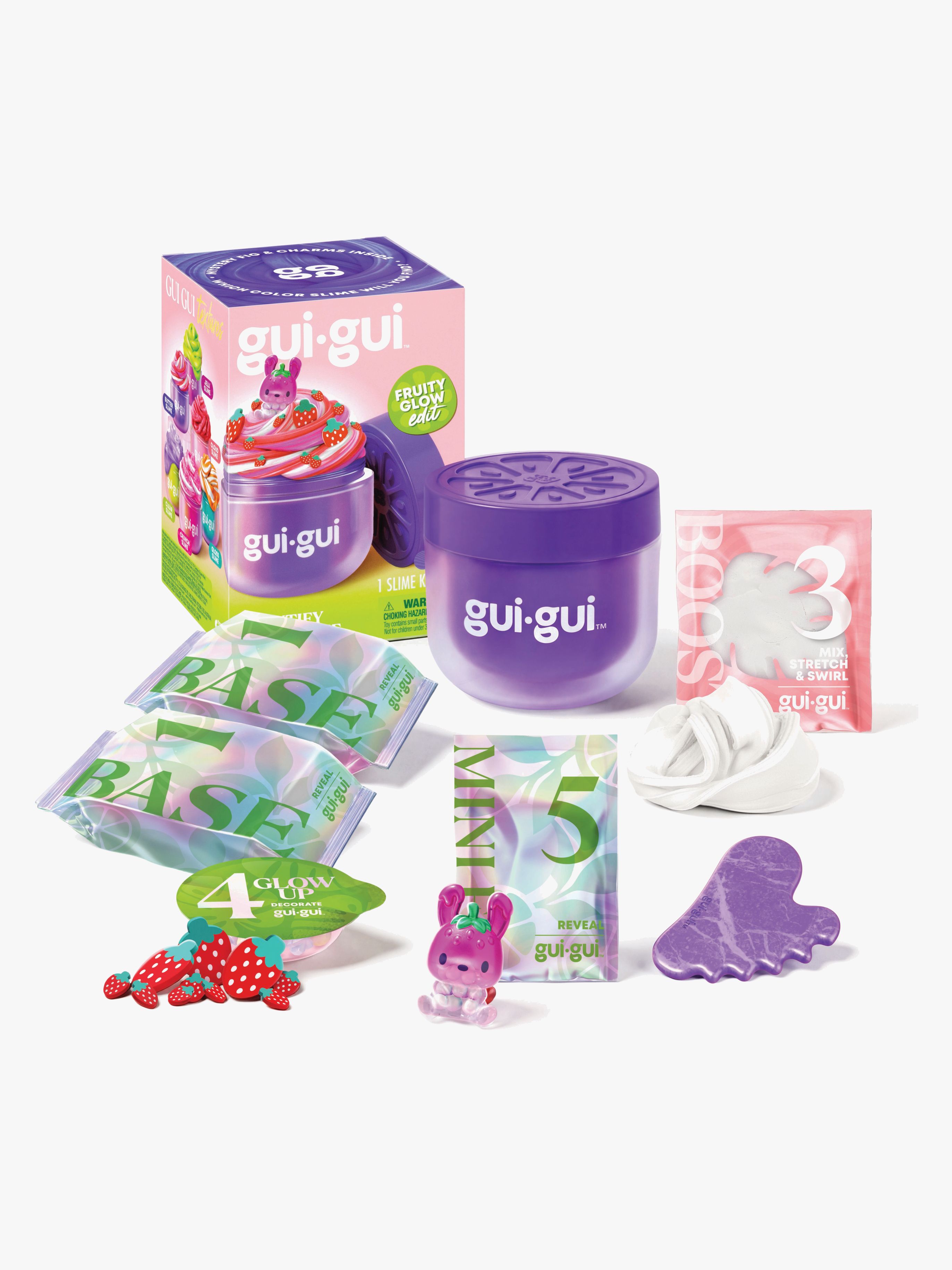 Gui Gui Slime Fruity Glow Jordgubbe, Röd/Rosa