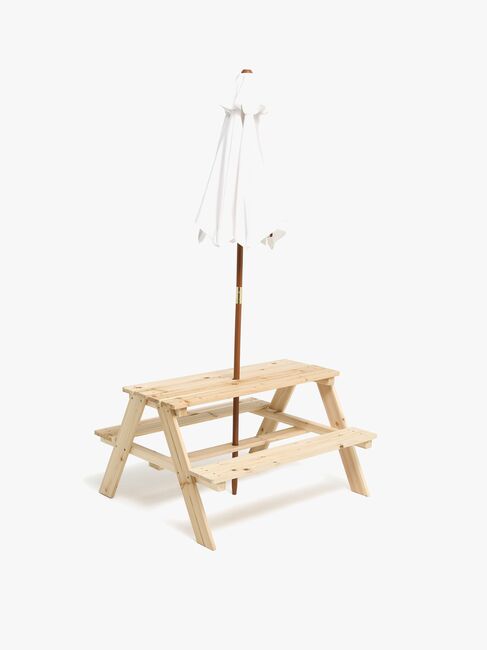 Woodlii Picknickbord med Parasoll, Trä