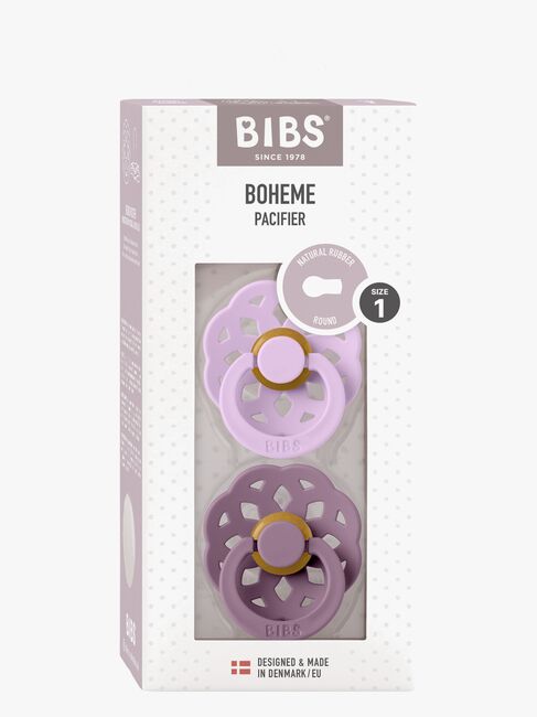 BIBS Boheme Napp 2-Pack Latex Stl 1 Rund, Violet Sky/Mauve