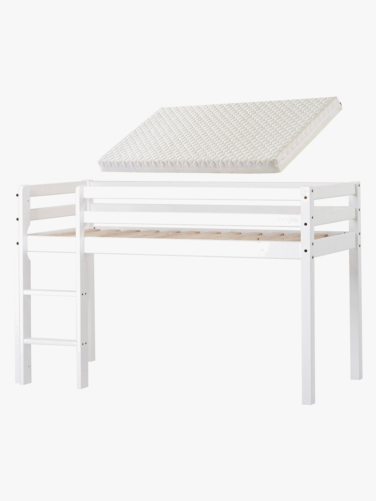 Hoppekids ECO Dream Halvhög Loftsäng Med ECO Dream Skummadrass 70x160, Vit