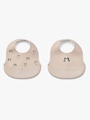 LIEWOOD Ember Mönstrad Haklapp 2-Pack, Panda/Sandy