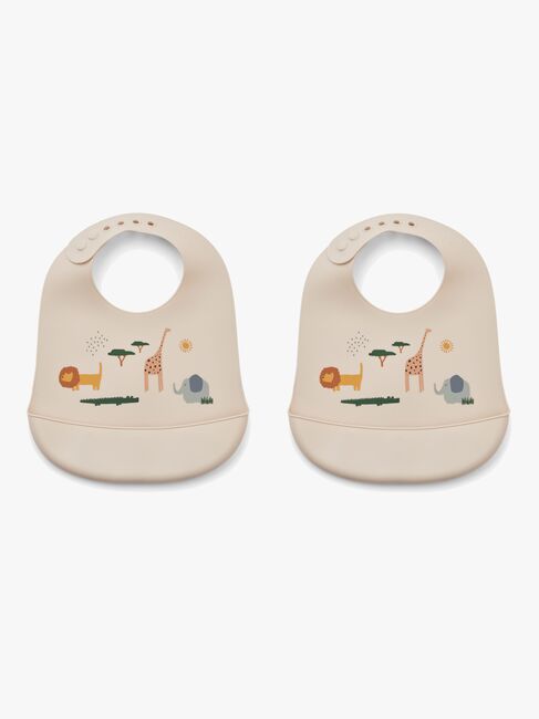 LIEWOOD Tilda Haklapp med Tryck Silikon 2-Pack, Safari/Sandy