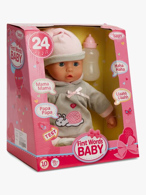 Bayer Design Docka First Words Baby 38 cm, Grå