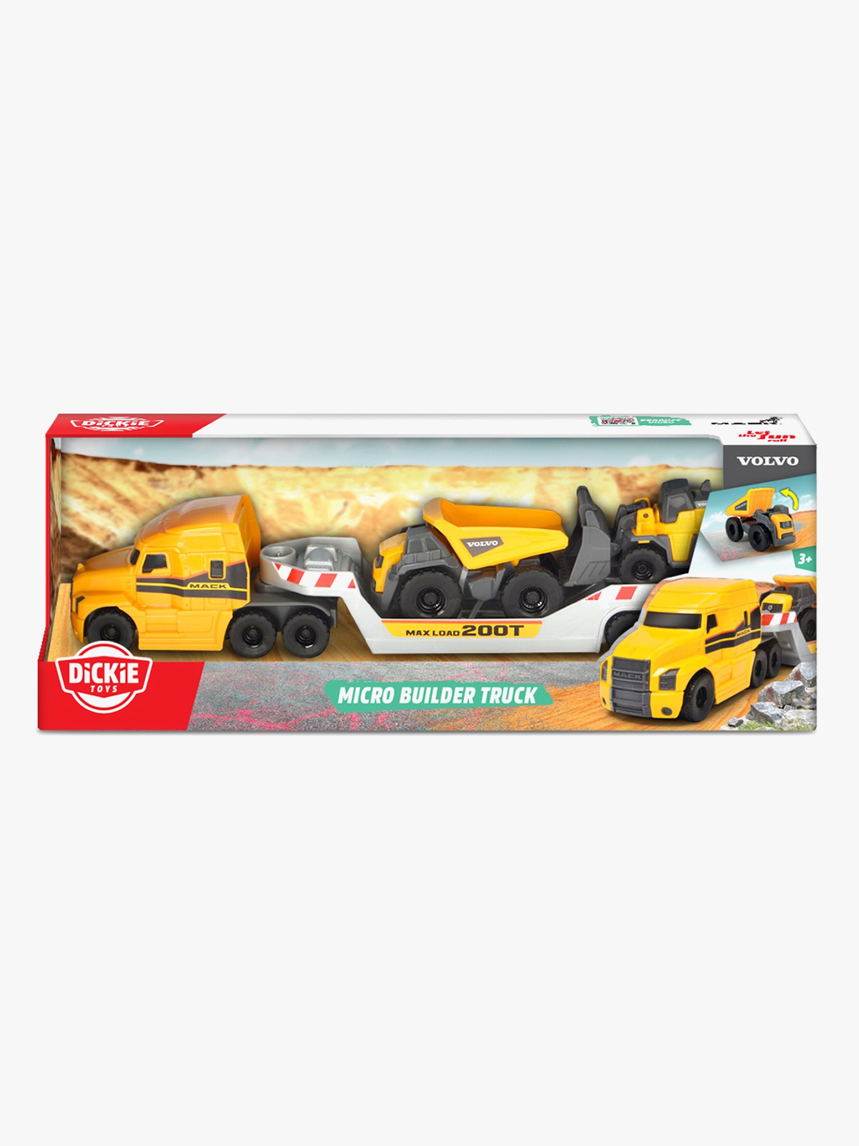 Dickie Toys Mack Volvo Långtradare Med Anläggningsfordon