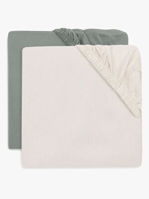 Jollein Dra-på-lakan 2-Pack 70x140, Sea Green/Ivory