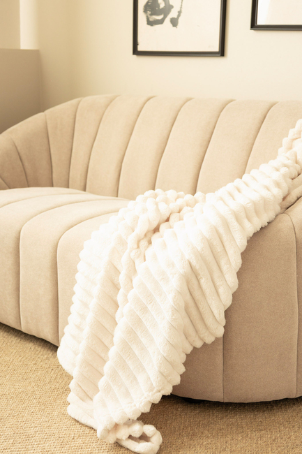 KMCarpets Stripe Pläd 130x170, Creme