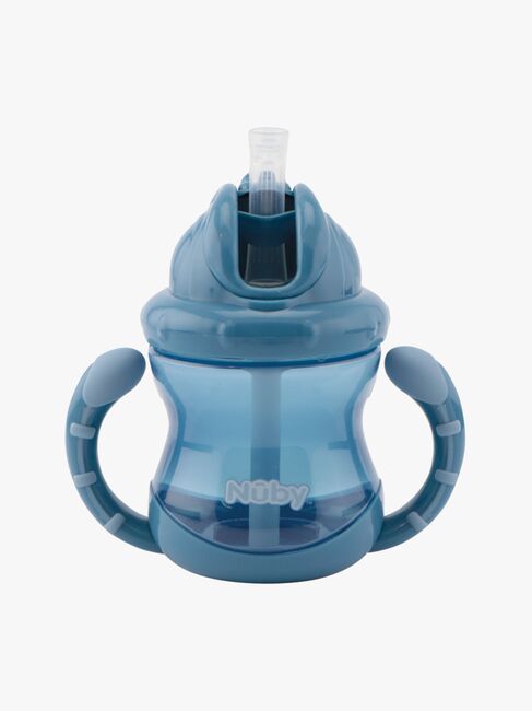 Nuby Twin Handle Flip It Mugg 240 ml +12 m, Blå