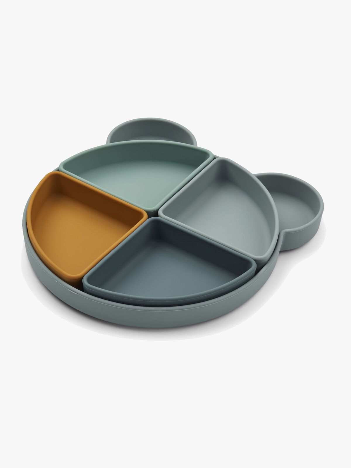 LIEWOOD Arne Delad Tallrik Silikon, Mr Bear Blue Fog Multi Mix