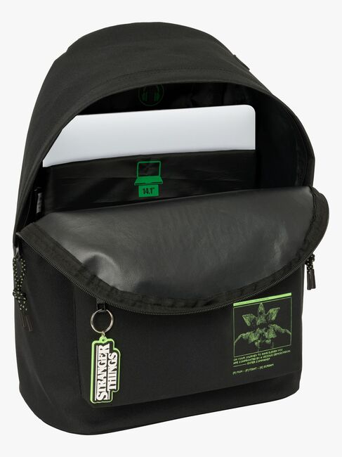 Stranger Things Laptop 14,1" Ryggsäck, Svart/Grön