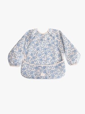 Mushie  Långärmad Haklapp, Blue Flowers