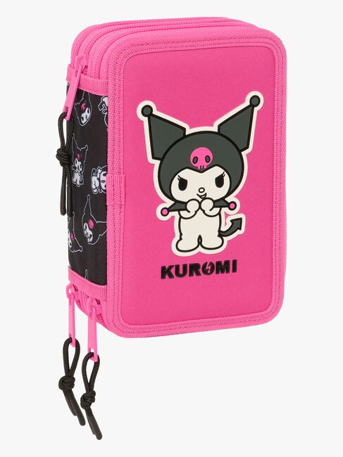 Hello Kitty Kuromi Trippelpennfodral, Rosa/svart