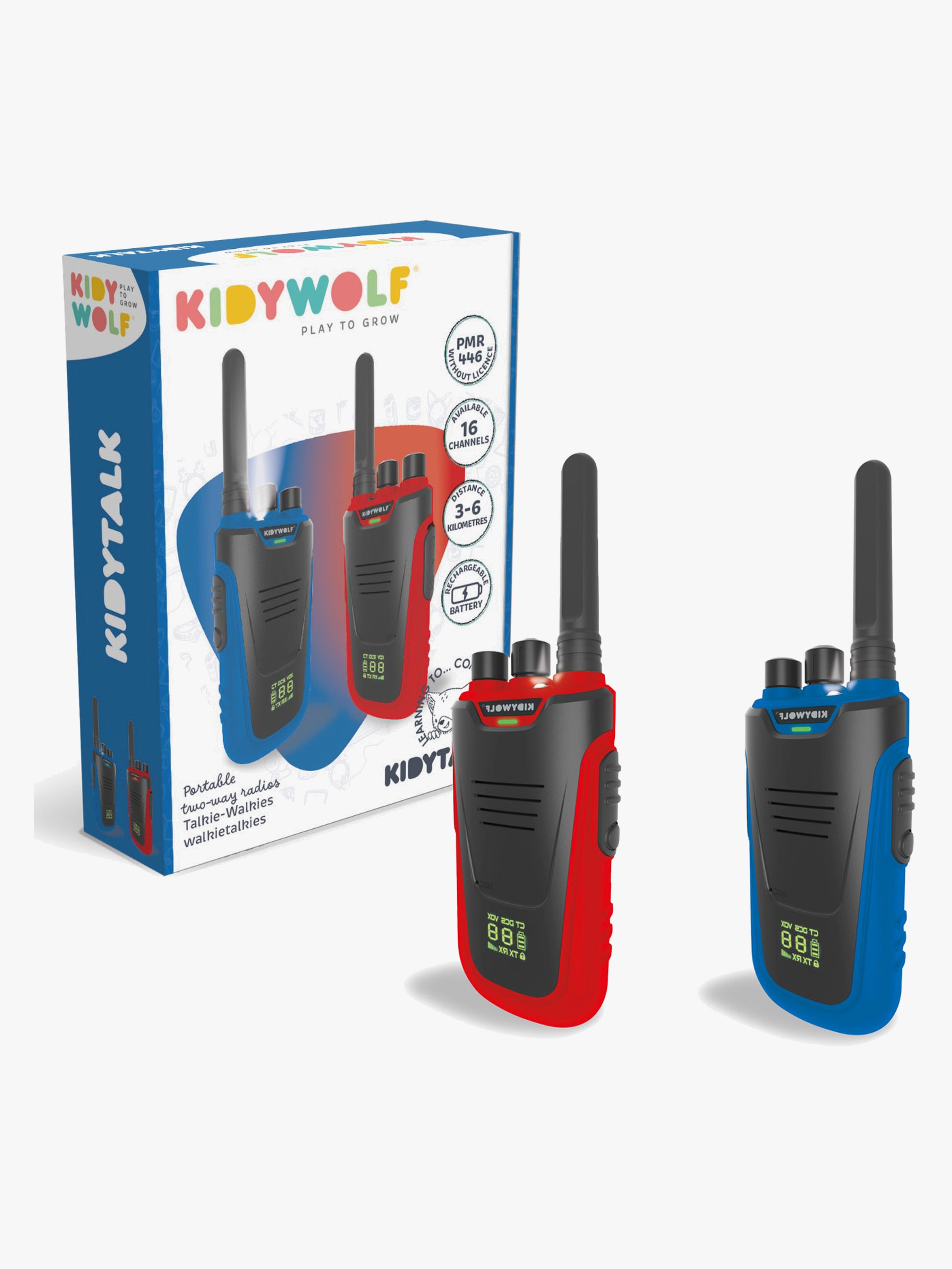 Kidywolf KIDYTALK Walkie-talkies, Blå/Röd
