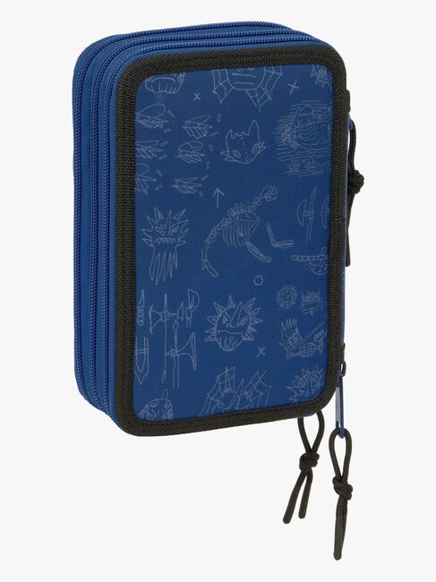 Draktränaren  Fyllt Trippelpennfodral 37 Delar, Blå