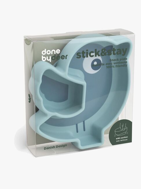 Done By Deer Stick & Stay Silikontallrik Birdee, Blue