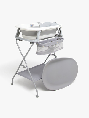 Beemoo CARE Assist Badebalje Inkl. Badestøtte, Badestativ, Skyllekanne & Stellematte, White/Grey