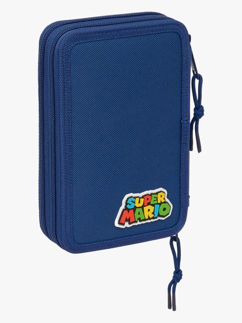 Super Mario  Fyllt Trippelpennfodral 37 Delar, Navy