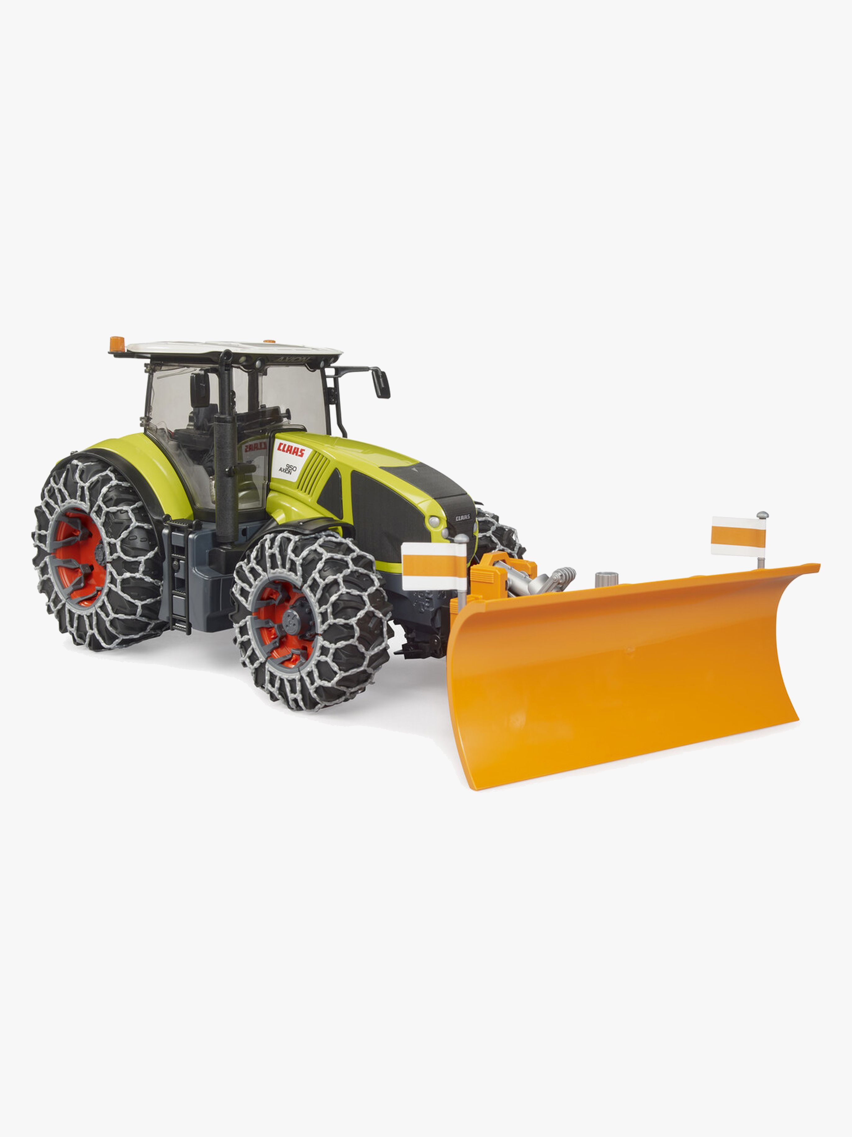 Bruder Claas Axion 950 Traktor med Snökedja & Plog