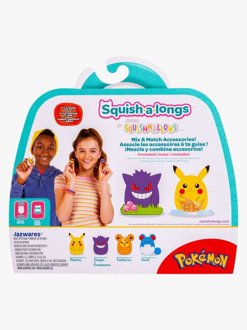 Squishmallows Squishalongs Pokémon Figurset Pikachu, Gengar, Teddiursa & Marill 4-Pack