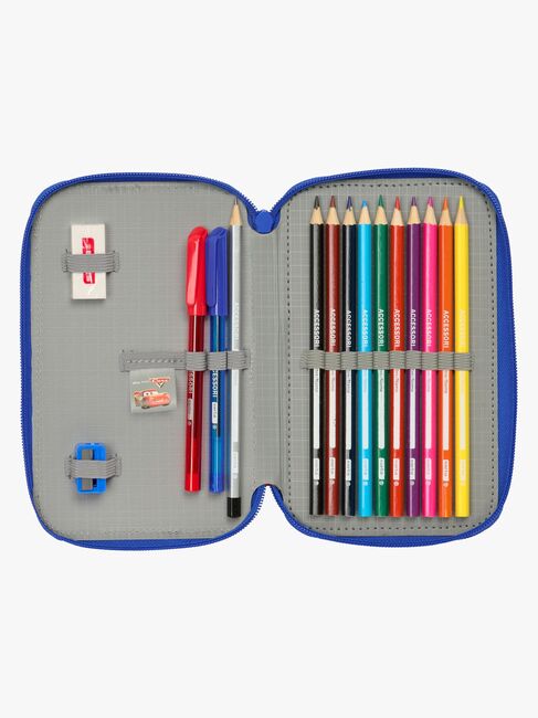 Disney Cars  Fyllt Dubbelpennfodral 29 Delar, Blå