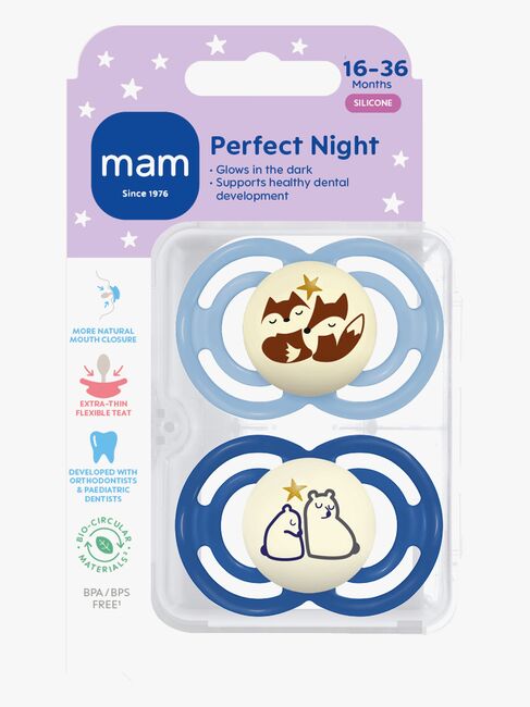 MAM Perfect Night Napp Silikon 2-Pack 16-36m, Blå