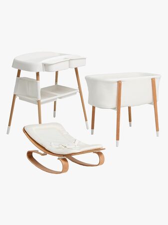Beemoo Nordic Spjälsäng, Skötbord & Babysitter, White/Wood