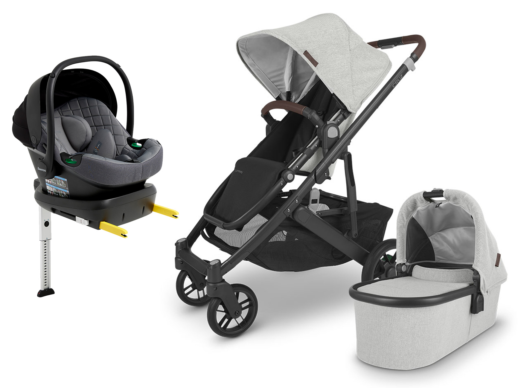 UPPAbaby CRUZ V2 Duovagn inkl. Beemoo Route Babyskydd &  Bas Anthony Grey/Mineral Grey