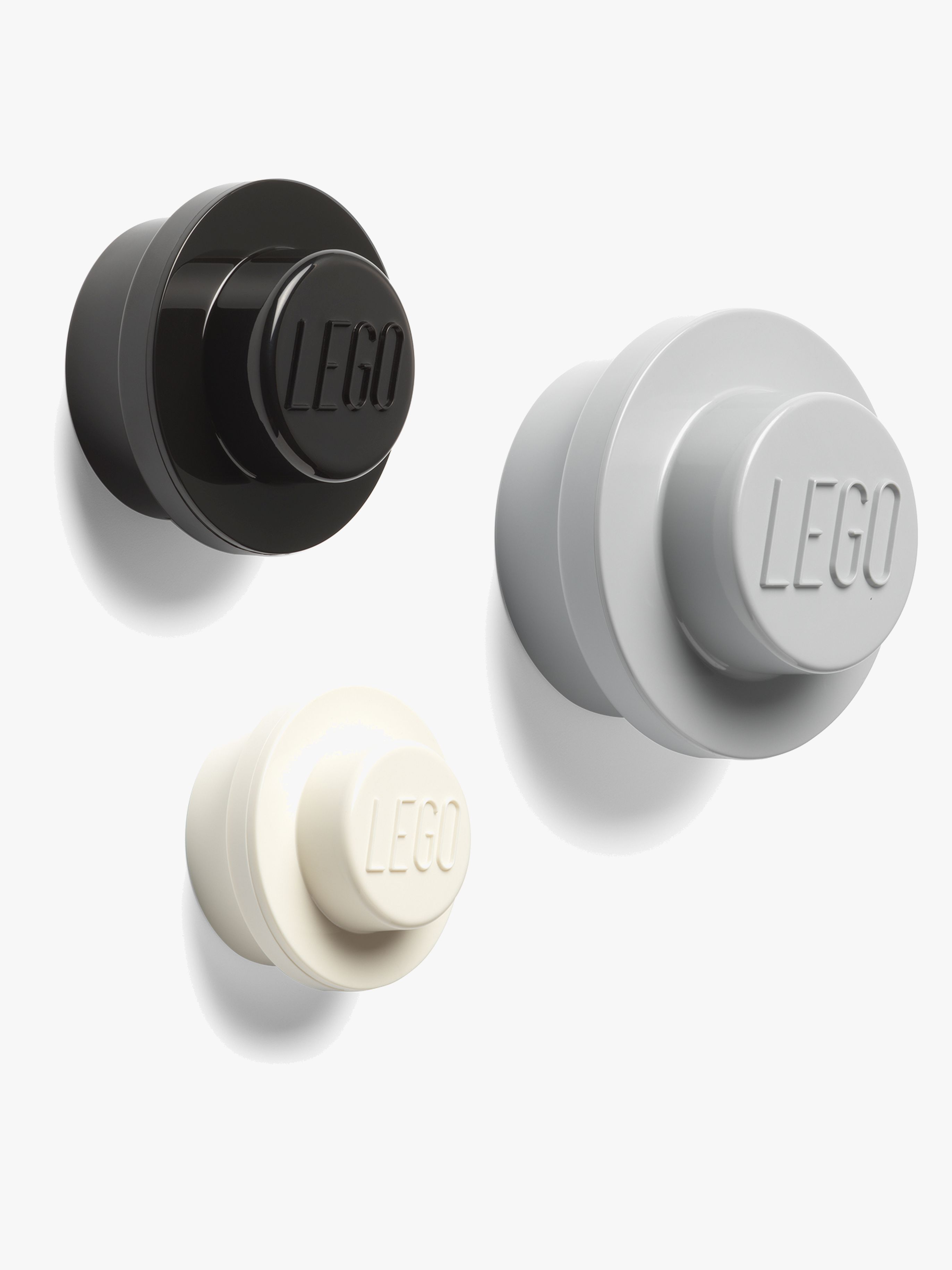 LEGO Väggkrok 3-pack, Grå/Svart/Vit