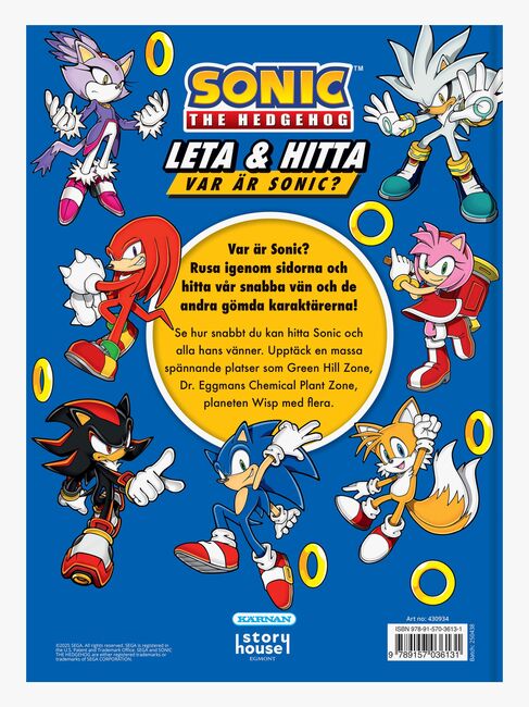 Egmont Kärnan Sonic The Hedgehog Barnbok Leta & Hitta