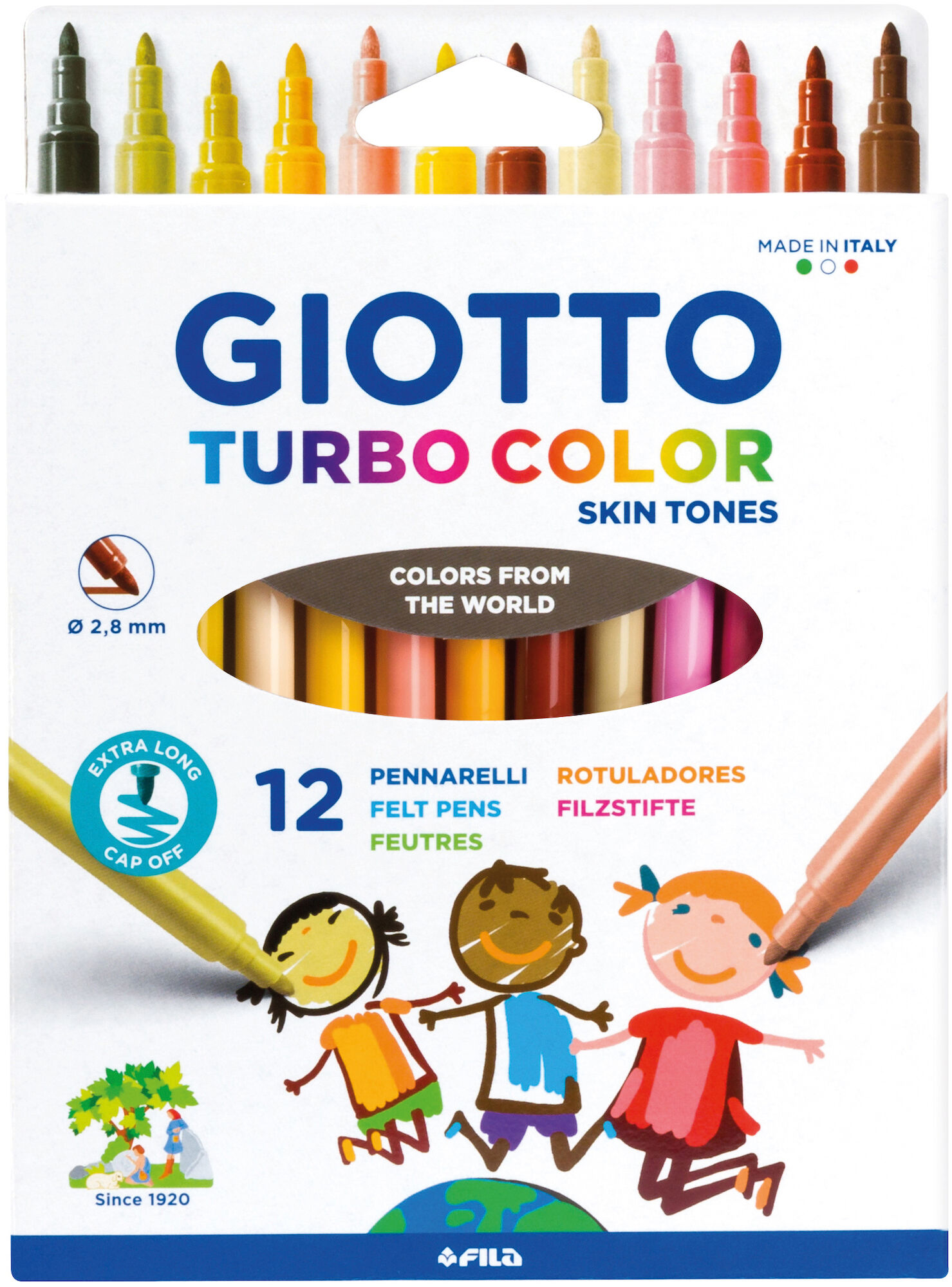 Giotto Turbo Color Skintones Tuschpennor 12-pack Flerfärgad