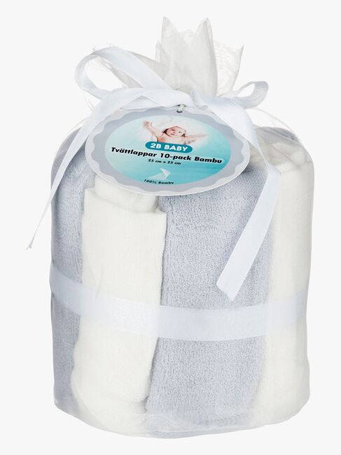 2B Baby Tvättlappar Bambu 10-pack, Grå/Vit