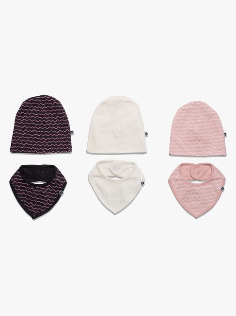 MiniMys Mössa & Bib 6-pack Yarn, Silver Pink