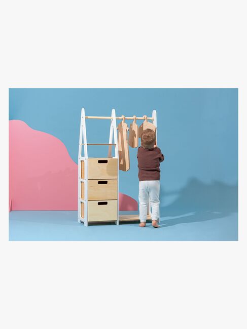 Duck Woodworks Klädhängare med Lådor, Vit