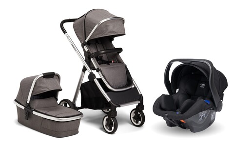 Beemoo Pro Duo Duovagn Inkl. Axkid Modukid Infant Babyskydd, Grey
