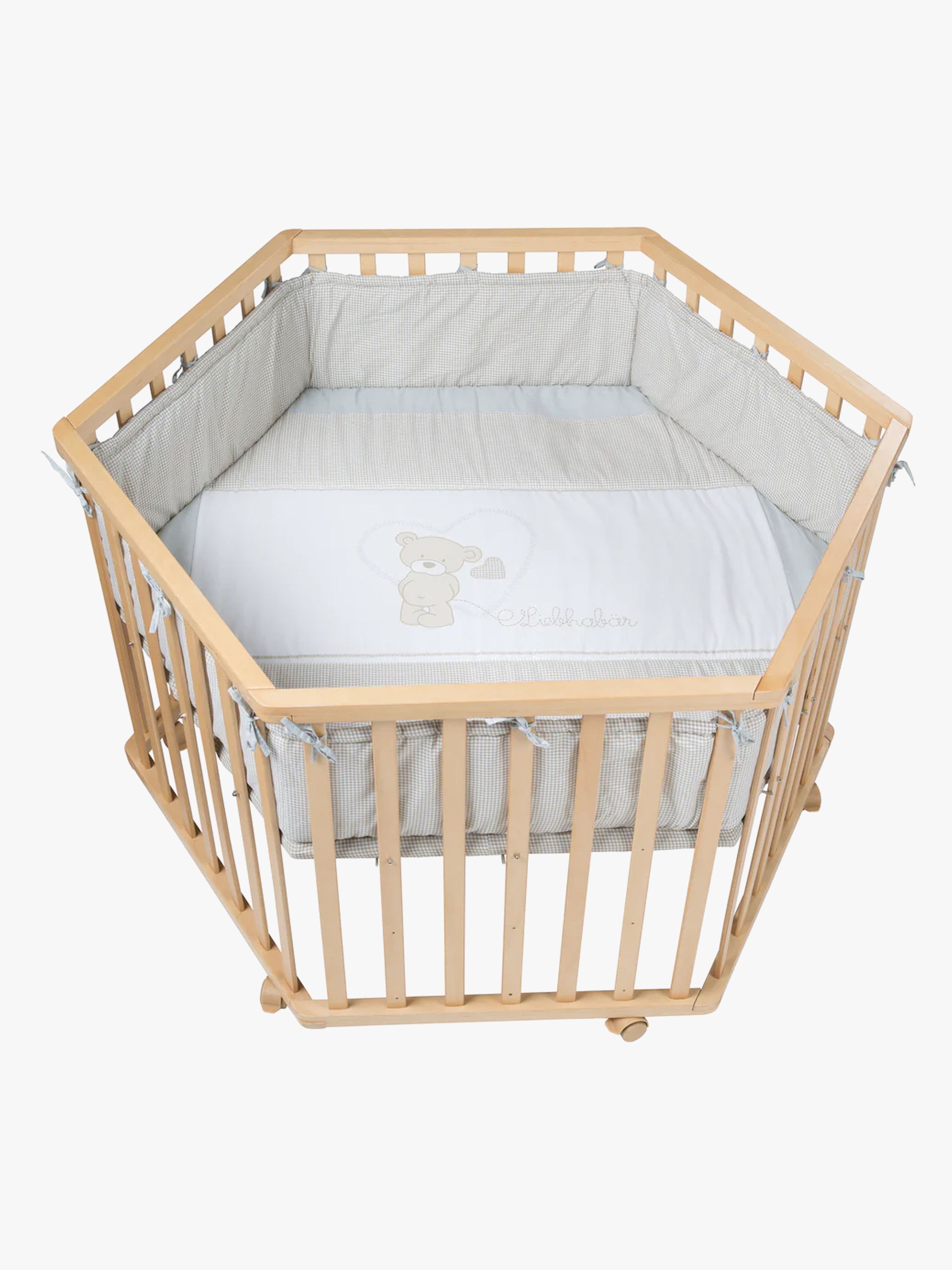 Roba Hexagon Lekhage med Hjul, Beloved Bear Natural