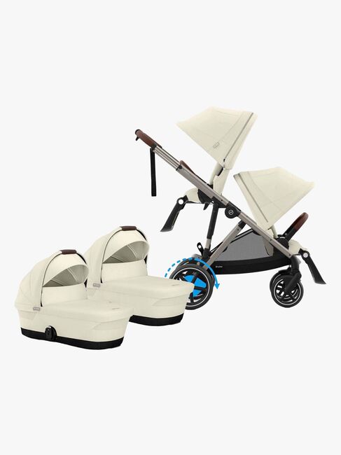 Cybex e-Gazelle S Tvillingvagn, Seashelle Beige/Taupe