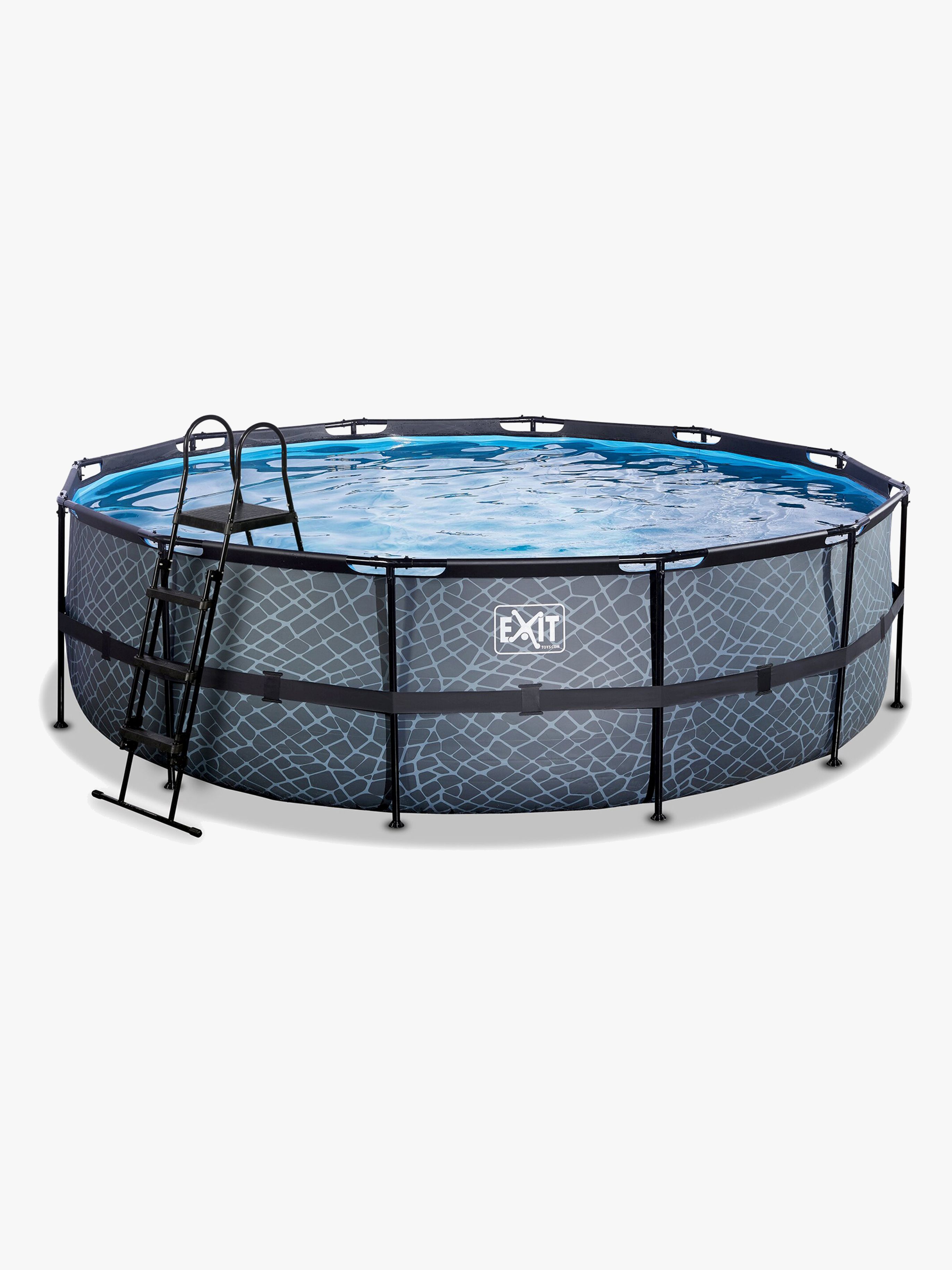 EXIT Stone Pool 488x122cm – grå rampool med sandfilterpump