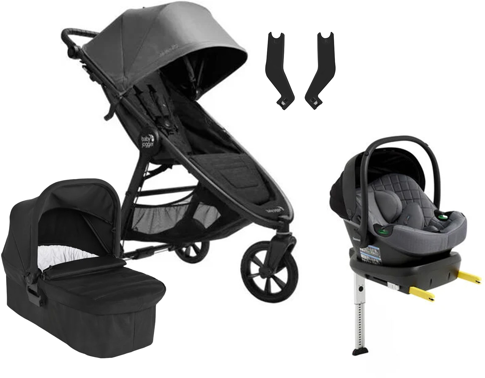 Baby Jogger City Mini GT 2.1 Duovagn inkl. Beemoo Route Babyskydd &  Bas Stone Grey/Mineral Grey