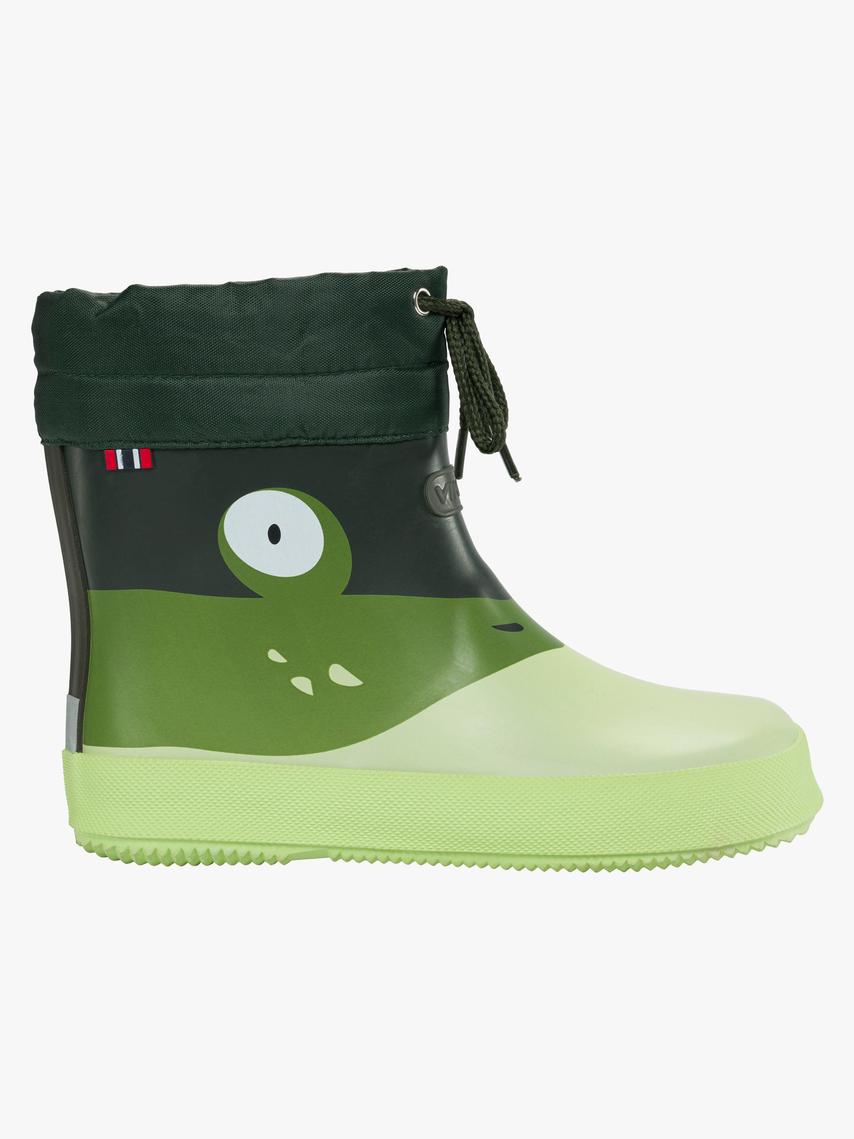 Viking Alv Paw Print Barefoot Gummistövlar, Light Green/Green, 25
