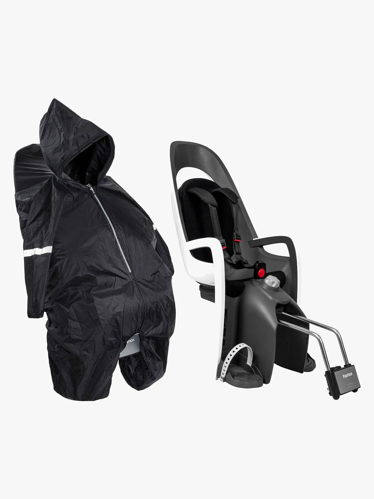Hamax CARESS Cykelsits med Låsbart Ramfäste Inkl. Regnskydd, White/Black