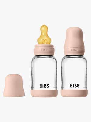 BIBS Slow Flow Glas Nappflaska Latex 2-Pack 120 ml, Blush