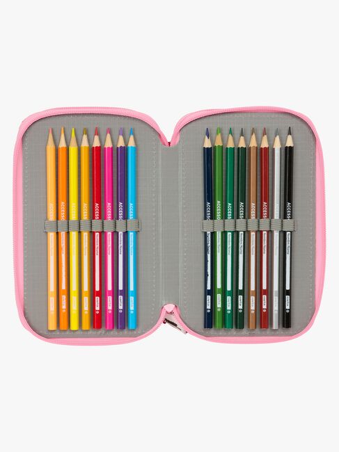 Hello Kitty  Fyllt Trippelpennfodral 37 Delar, Rosa