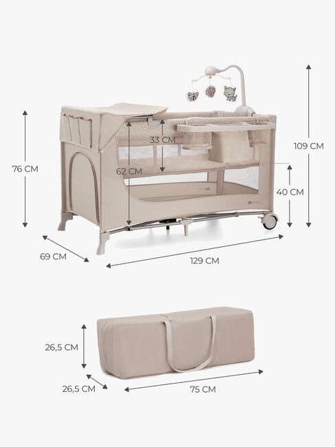 Kinderkraft JOY 2 Resesäng med Tillbehör, Beige