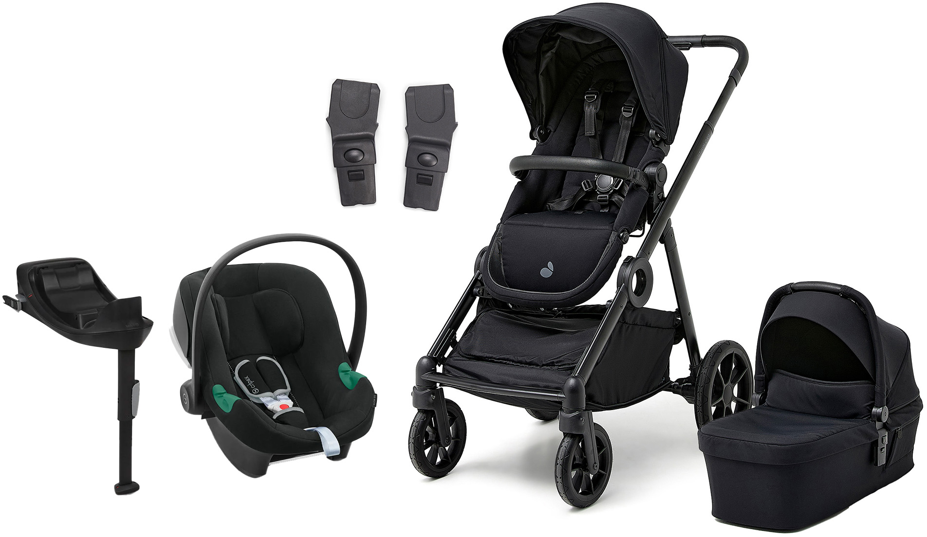 Beemoo Pro Multi 2 Duovagn Inkl. Cybex Aton B2 i-Size Babyskydd &  Bas, Coffee Black