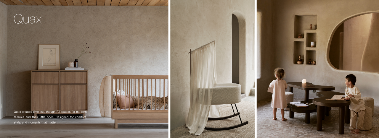 Barnrum med träspjälsäng och säng, modern inredning.